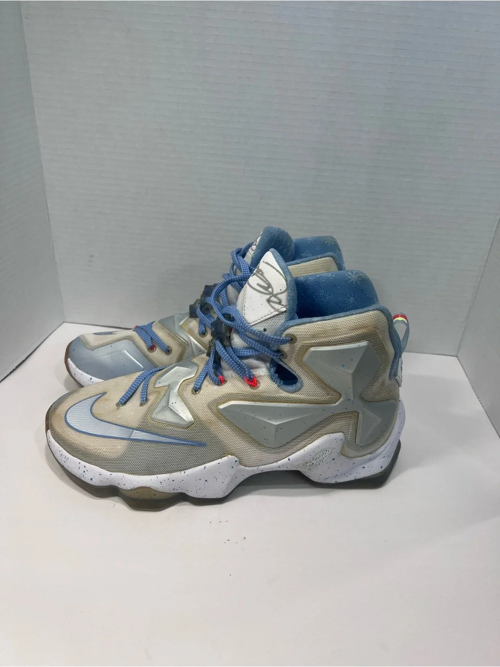Nike LeBron 13 Light Blue and Cream High-Top Sneakers